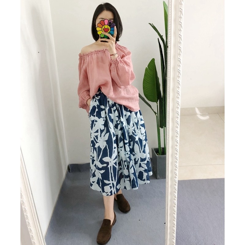 折 仅34码 买手店 ic细腻纯棉印花褶皱半身裙通勤百搭小个子半裙,女装/女士精品,半身裙,淘宝优惠券,粉丝福利购,淘宝优惠卷