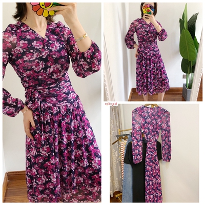 断码折 仅S F.style｜买手雪绒花印花一片式修身裙MIDI迷笛连衣裙