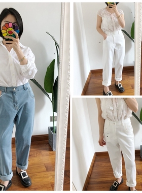 福利 浅蓝27 买手店E~P 女装大弹力宽松垂感直筒牛仔裤白色