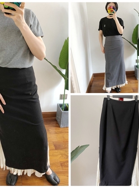 清货S3M2L1 买手Assignments侧开叉百褶羊毛半身裙西装裙outlets