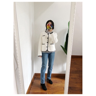 折 买手D 秋冬周冬雨优雅气质小香风撞色设计感羊毛呢短外套女