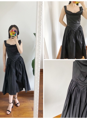 断码折 绝美剪裁 买手vivi Sunday小黑裙 土星刺绣连衣裙白色裙子