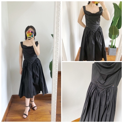 断码折 绝美剪裁 买手vivi Sunday小黑裙 土星刺绣连衣裙白色裙子