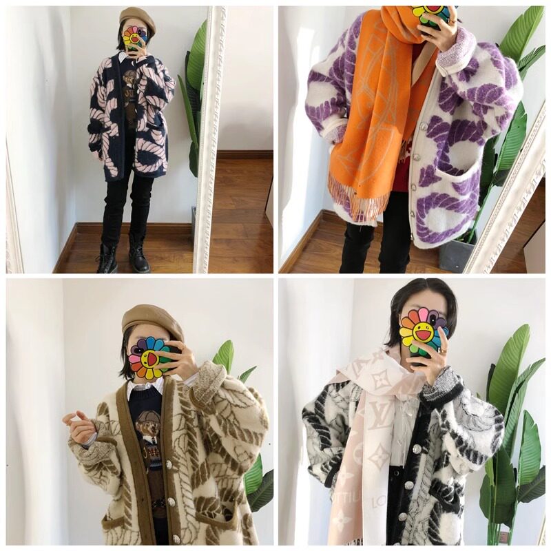 清货 仅蓝白色L/1买手店PRO重工绳索提花毛衣纽扣V领针织外套男女