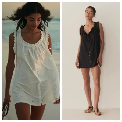 原标 买手店 nessie刺绣镂空无袖花边短裙背心裙连衣裙小个子