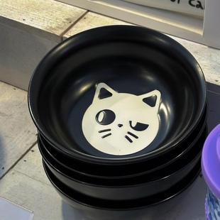 可爱眯眼猫猫陶瓷餐具碗家用汤碗面碗创意高颜值饭碗XG21 丹麦同款