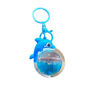 入油海豚水晶球钥匙扣可爱鲸鱼公仔挂件书包挂饰精致女生小众礼物
