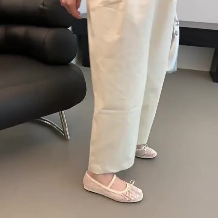 大码镂空玛丽珍蝴蝶结浅口单鞋