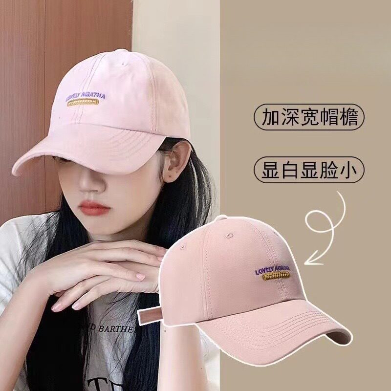 帽子女款春夏季硬顶有型鸭舌帽大头围显脸小粉色深顶洋气棒球帽子