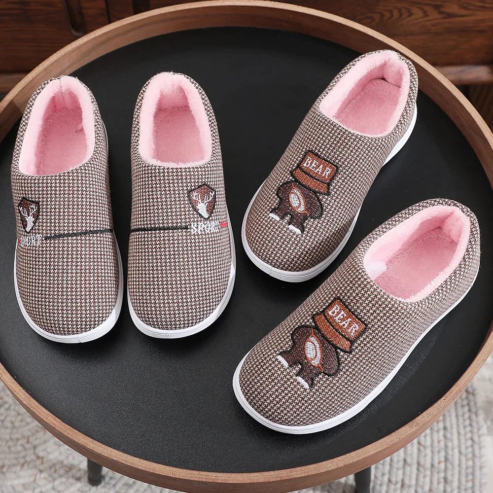 冬季棉拖鞋男女加绒棉鞋厚底保暖妈妈鞋中老年软底居家月子产后鞋