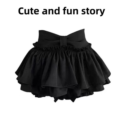 芭蕾风黑色半身裙女短裙