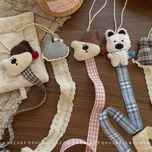 新款韩式卡通可爱收纳袋儿童发夹装饰挂带房间装饰物甜美布艺挂饰