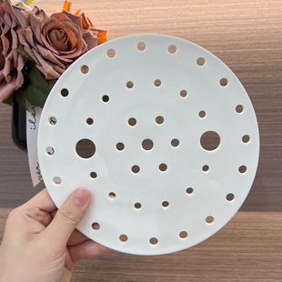 新款陶瓷隔热锅垫沥水板盘微波炉饺子盘沥水食品级耐高温陶瓷蒸盘