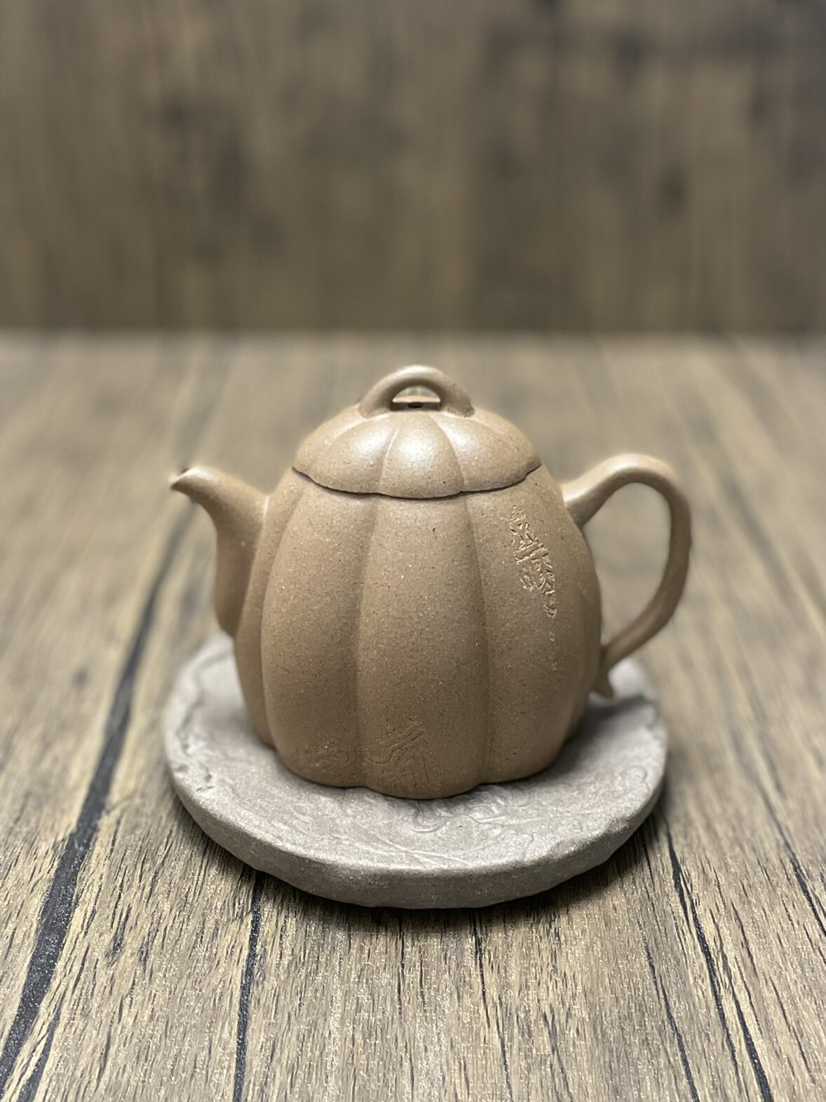 微瑕 老青段单刀双面细刻筋纹器秦权中小品紫砂壶