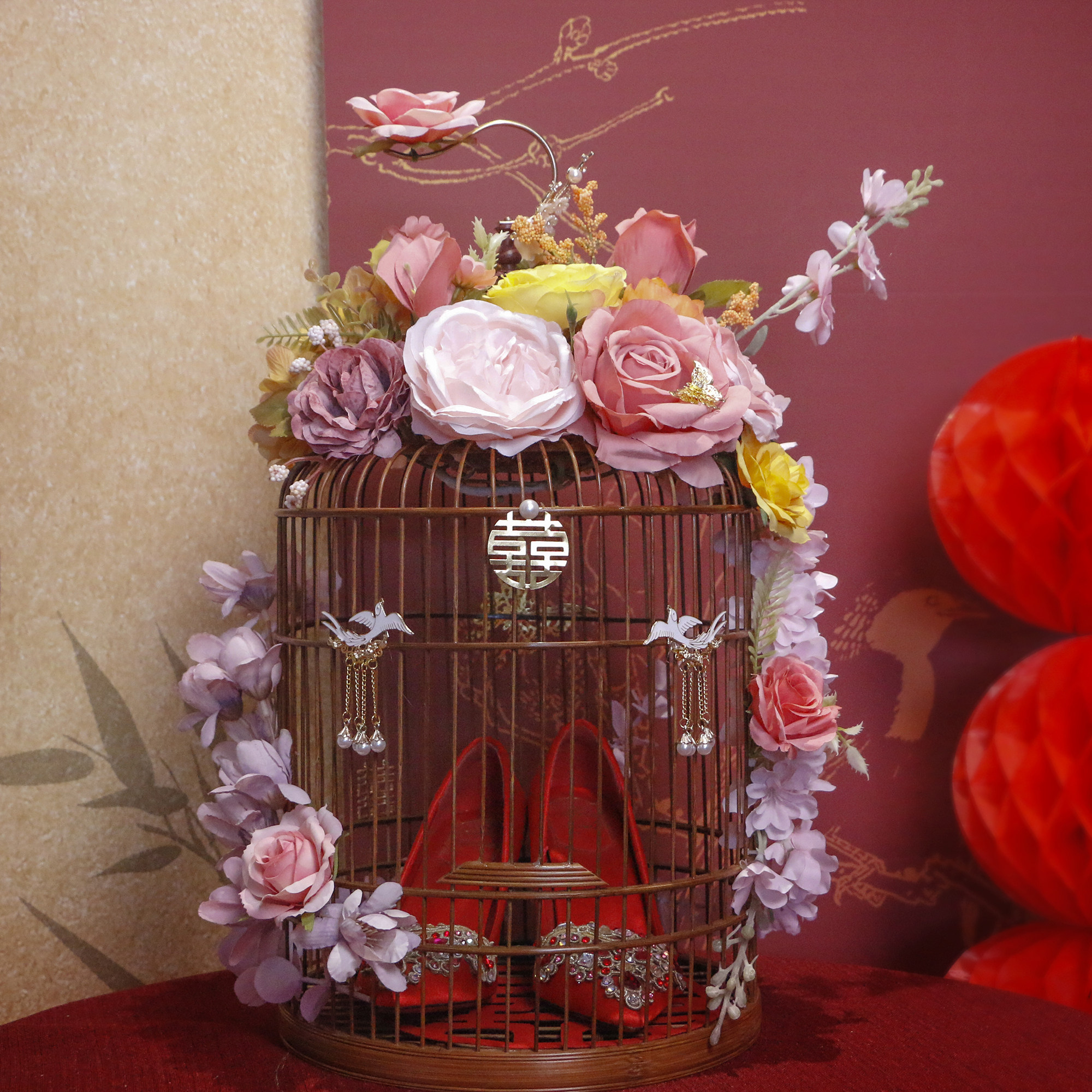 新中式藏鞋笼鸟笼婚鞋盒