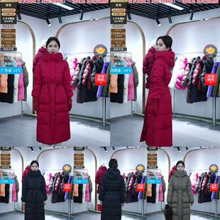 【芊芊粉丝专享】3630连帽中长款羽绒服女保暖红色外套