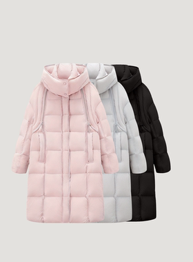 【春春Spring】253059街头版韩式中长款连帽保暖羽绒服