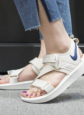 Nike耐克女子黑白勾子魔术贴轻便绑带舒适运动休闲沙滩凉鞋DJ6607