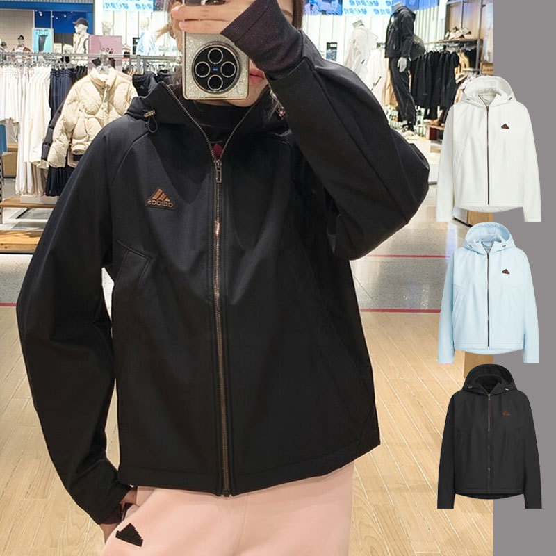 阿迪达斯女士连帽运动夹克外套