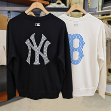 MLB卫衣男女同款秋冬NY老花大LOGO运动休闲圆领套头衫3AMTM0844