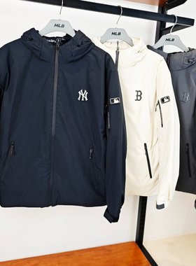 MLB轻薄羽绒服男女25秋冬新款NY小标防泼水情侣连帽外套3ADJB0156