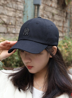 MLB帽子男女通用NY小标情侣运动遮阳鸭舌帽黑色棒球帽3ACPB074N