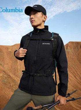 Columbia哥伦比亚25秋冬户外男拒水内里抓绒保暖软壳衣外套WE6044
