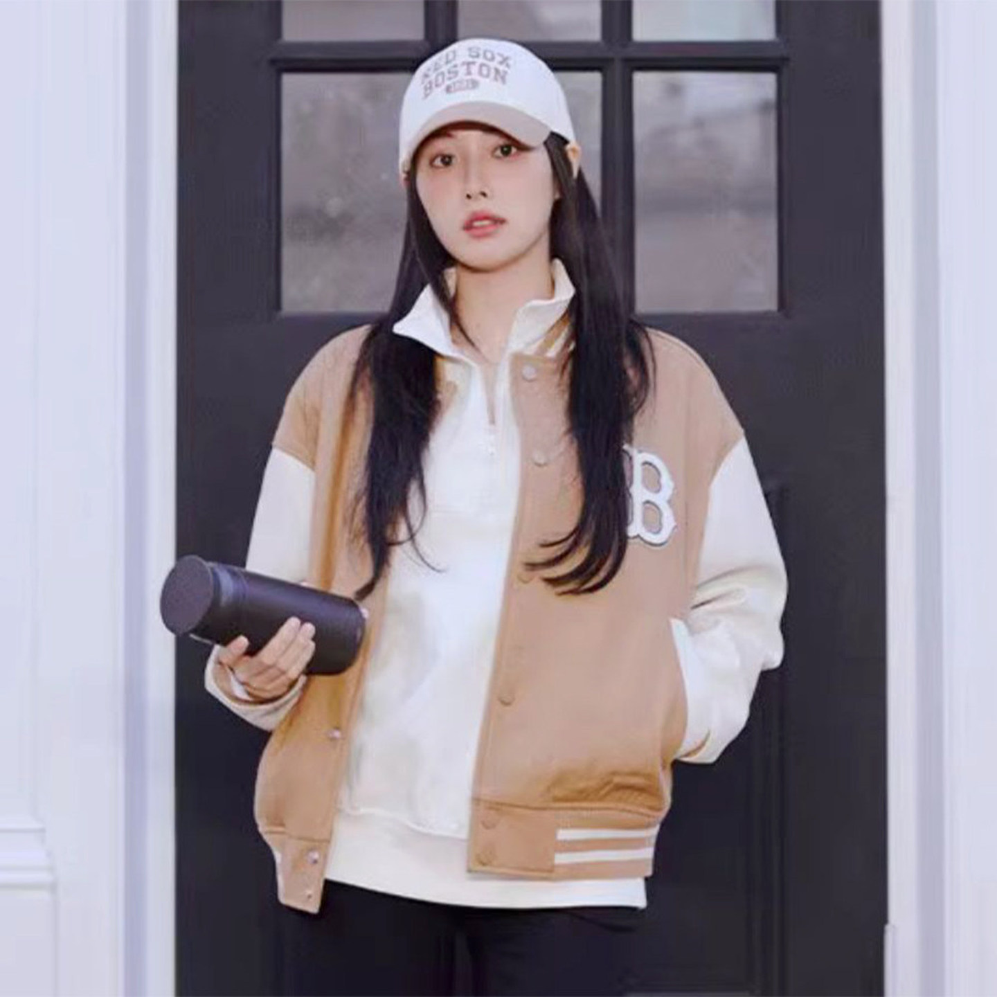MLB情侣棒球服秋冬款男女学院风羊毛上衣运动夹克外套3AJPV0141