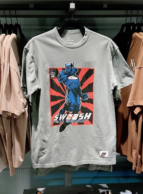 Nike耐克25新款NIKE男子圆领印花短袖纯棉休闲宽松运动T恤HJ3673