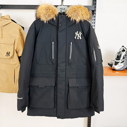 MLB羽绒服男女25秋新款NY复古防泼水情侣工装风鹅绒外套3ADJB0656