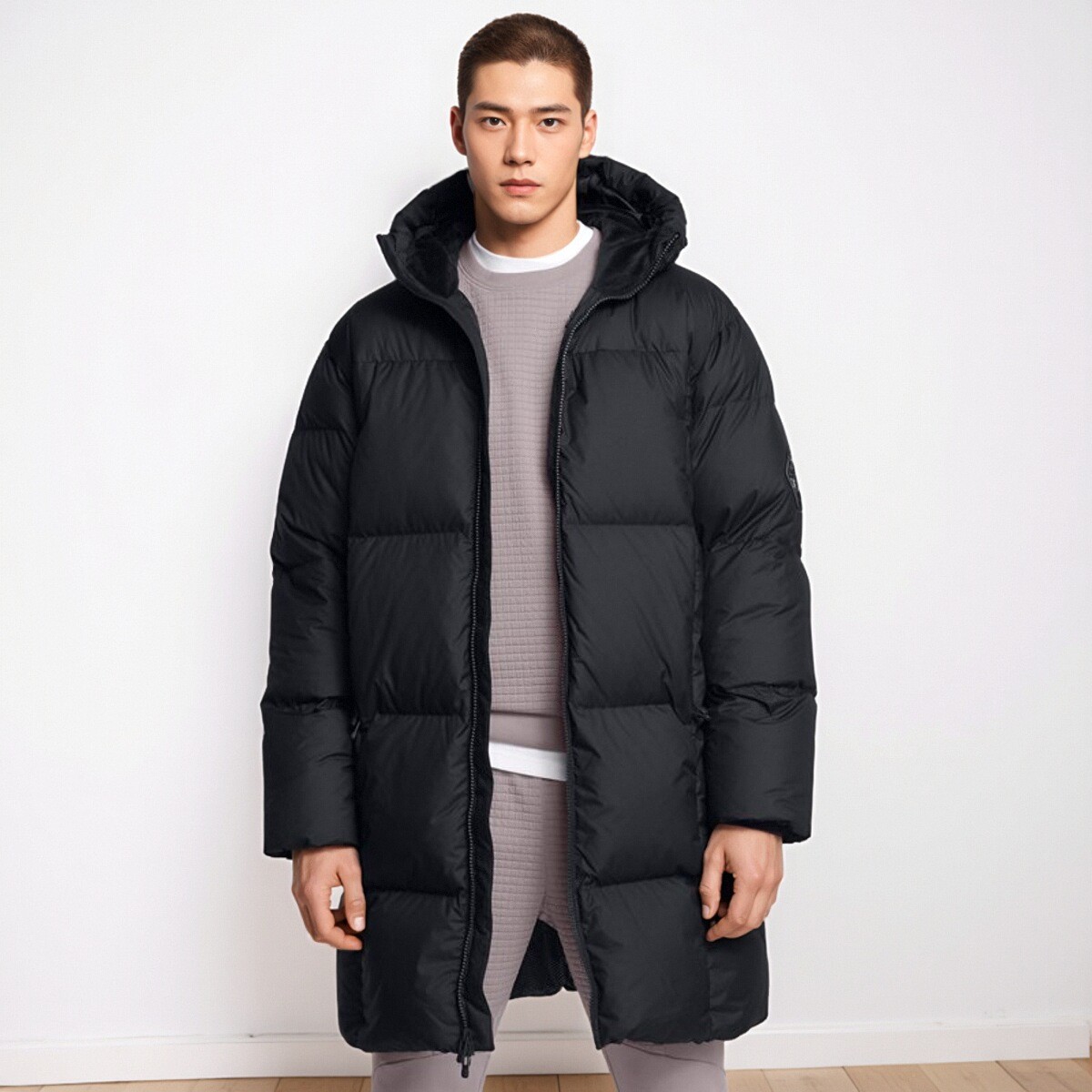 安德玛UA男子长款休闲鸭绒羽绒服