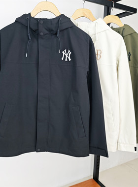MLB情侣冲锋衣25秋季新款男女NY防泼水连帽运动夹克外套3AWJB0154
