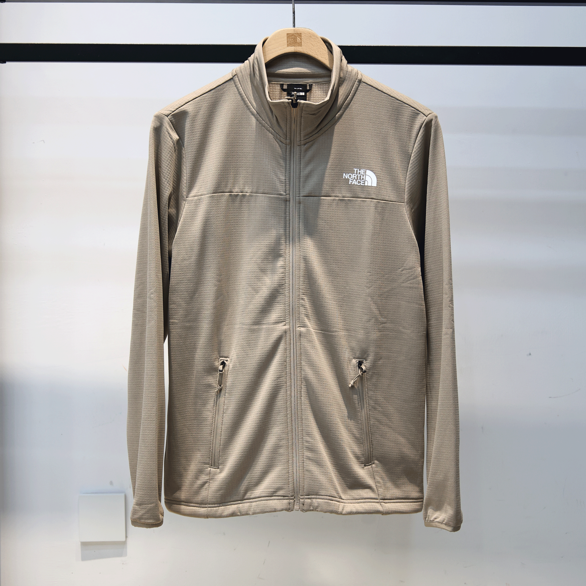 北面男士棋盘格抓绒背衬外套