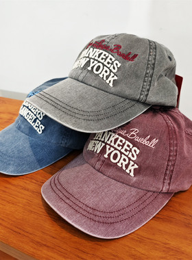 MLB棒球帽男女25新款字母刺绣logo学院风软顶运动鸭舌帽3ACPV185N