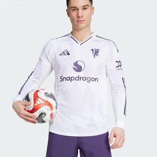 V领运动长袖 客场男25新款 T恤JP3023 26赛季 Adidas阿迪达斯曼联25