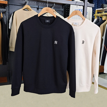 MLB男女卫衣秋冬款NY刺绣小标圆领套头衫情侣运动上衣3AMTB9144