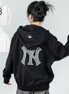 MLB外套男女秋冬款NY老花后背大标连帽休闲上衣开衫卫衣3ATRB0441