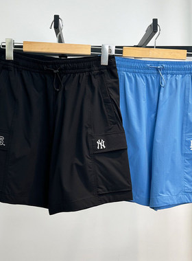 MLB情侣短裤2025新款NY字母男女梭织凉感工装运动五分裤3ASMB0353