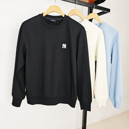 MLB卫衣男女25秋季新款NY小标情侣纯色圆领运动套头衫3AMTB0154
