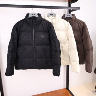 MLB羽绒服25冬季新款男女NY暗纹老花满印立领棉羽外套3ADJM0356
