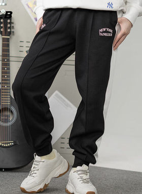 MLB男女同款运动长裤NY小标情侣束脚卫裤宽松休闲裤子3FPTV0241