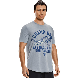 Project 新款 Rock强森男子圆领运动T恤1376897 夏季 安德玛UA短袖