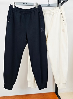 MLB长裤男女25秋新款情侣NY小标刺绣加绒束脚卫裤运动裤3APTB2756