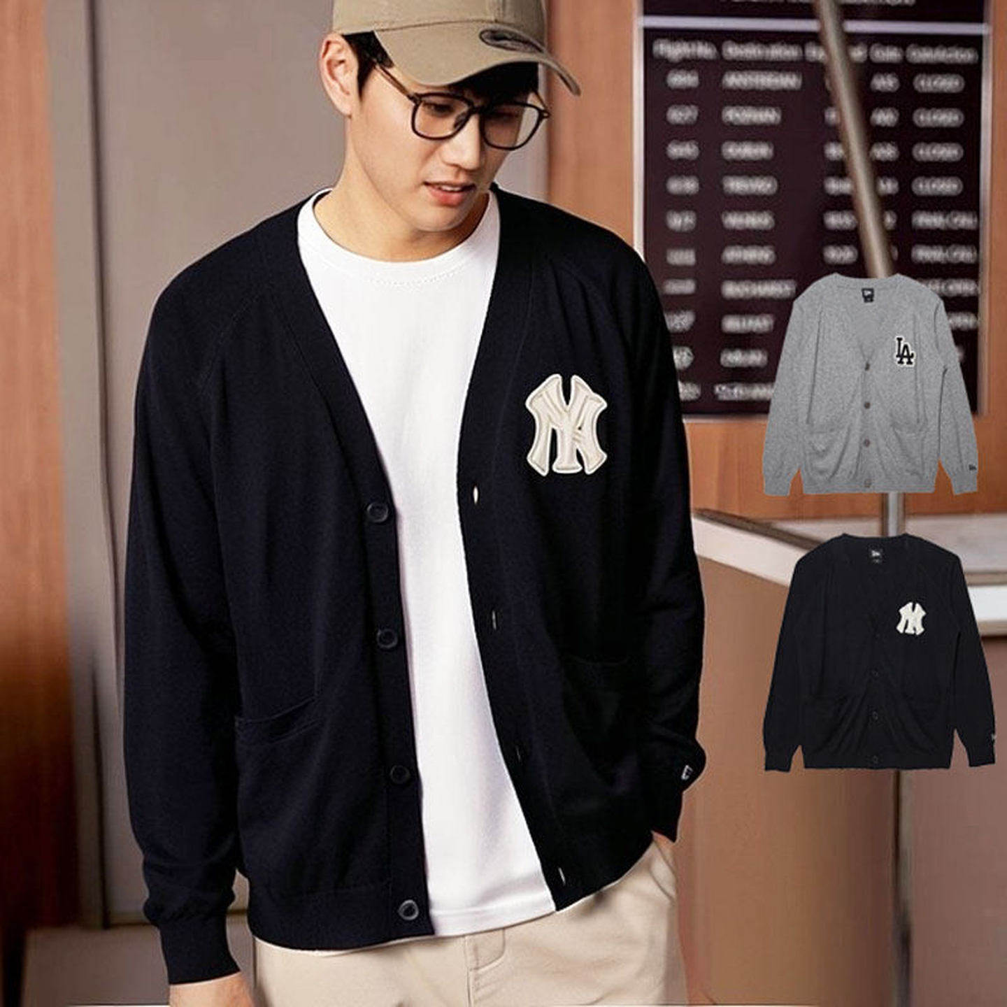 NewEra纽亦华MLB秋冬NY标男女薄款羊毛衫针织衫开衫外套13512333