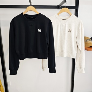 圆领运动休闲套头衫 NY小标短款 3FMTB2054 新款 MLB卫衣女子25秋季