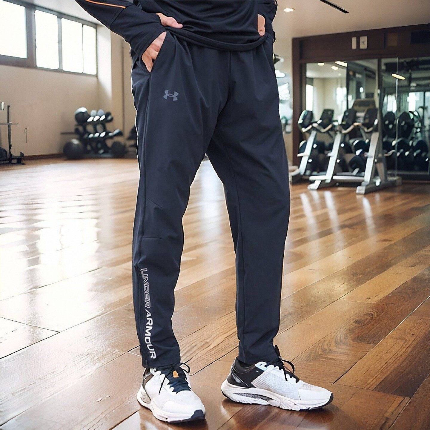 安德玛UA男子长裤春夏款跑步训练裤户外运动裤黑色休闲裤1365622