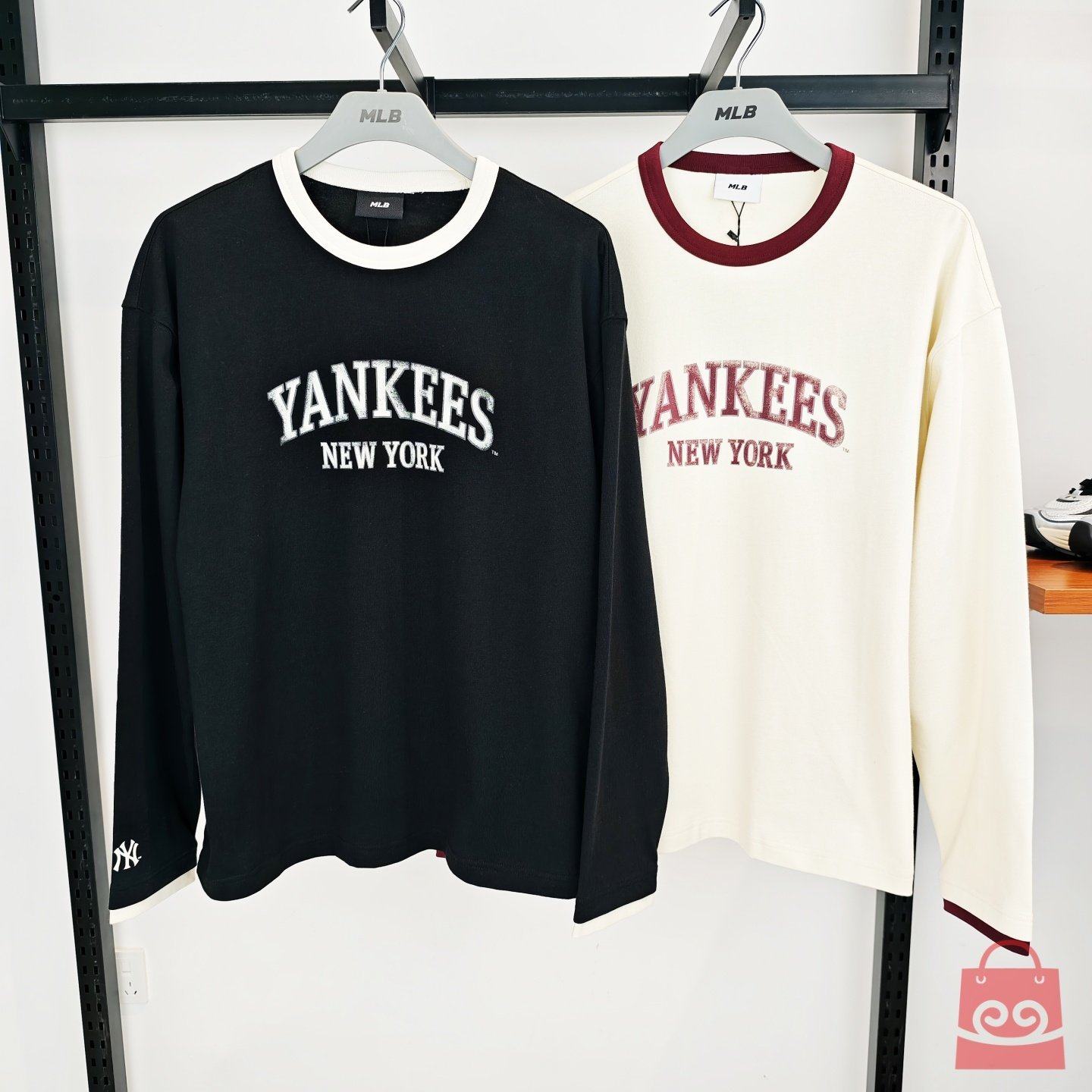 MLB男女长袖25新款情侣NY字母印花学院风撞色运动T恤3ATSV2054,运动服/休闲服装,运动T恤,淘宝优惠券,粉丝福利购,淘宝优惠卷