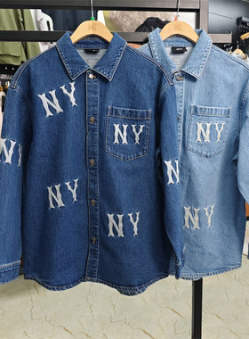 MLB牛仔外套男女新款NY刺绣复古情侣运动夹克长袖上衣3ADRG0344