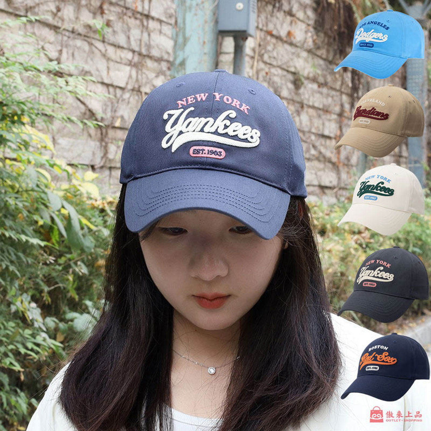 MLB帽子春夏新款男女休闲学院风鸭舌帽情侣运动棒球帽3ACPVL24N