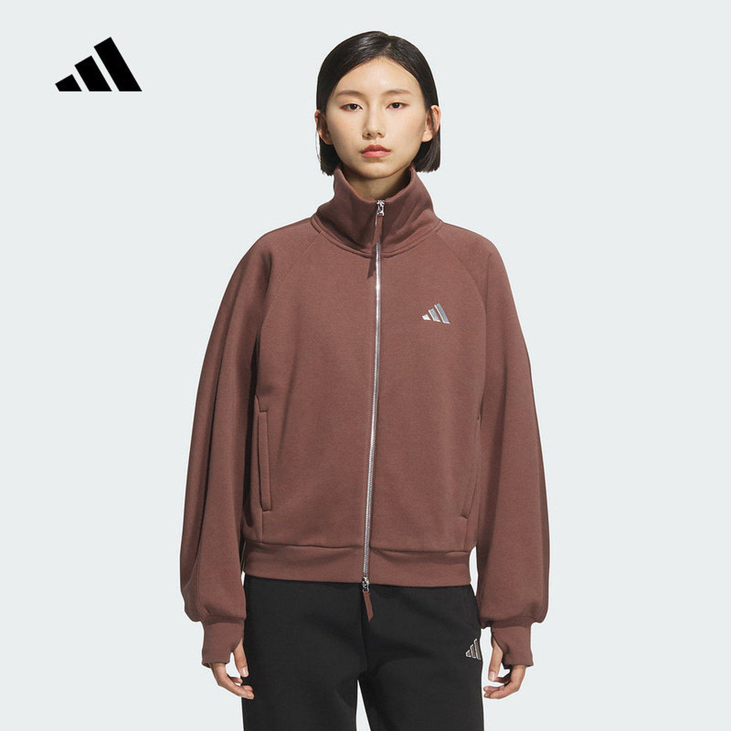 adidas阿迪达斯夹克女子25新款拇指洞袖口针织抓绒短款外套KC0048,运动服/休闲服装,运动茄克/外套,淘宝优惠券,粉丝福利购,淘宝优惠卷